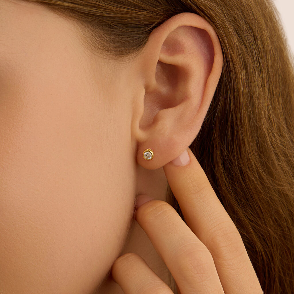 Orecchini Lobo Punto Luce Claire Oro Giallo Cubic Zirconia