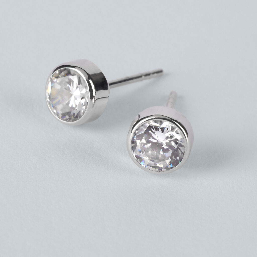Orecchini Lobo Punto Luce Bon Ton Oro Bianco Cubic Zirconia - Orecchini a Lobo Donna | Stroili