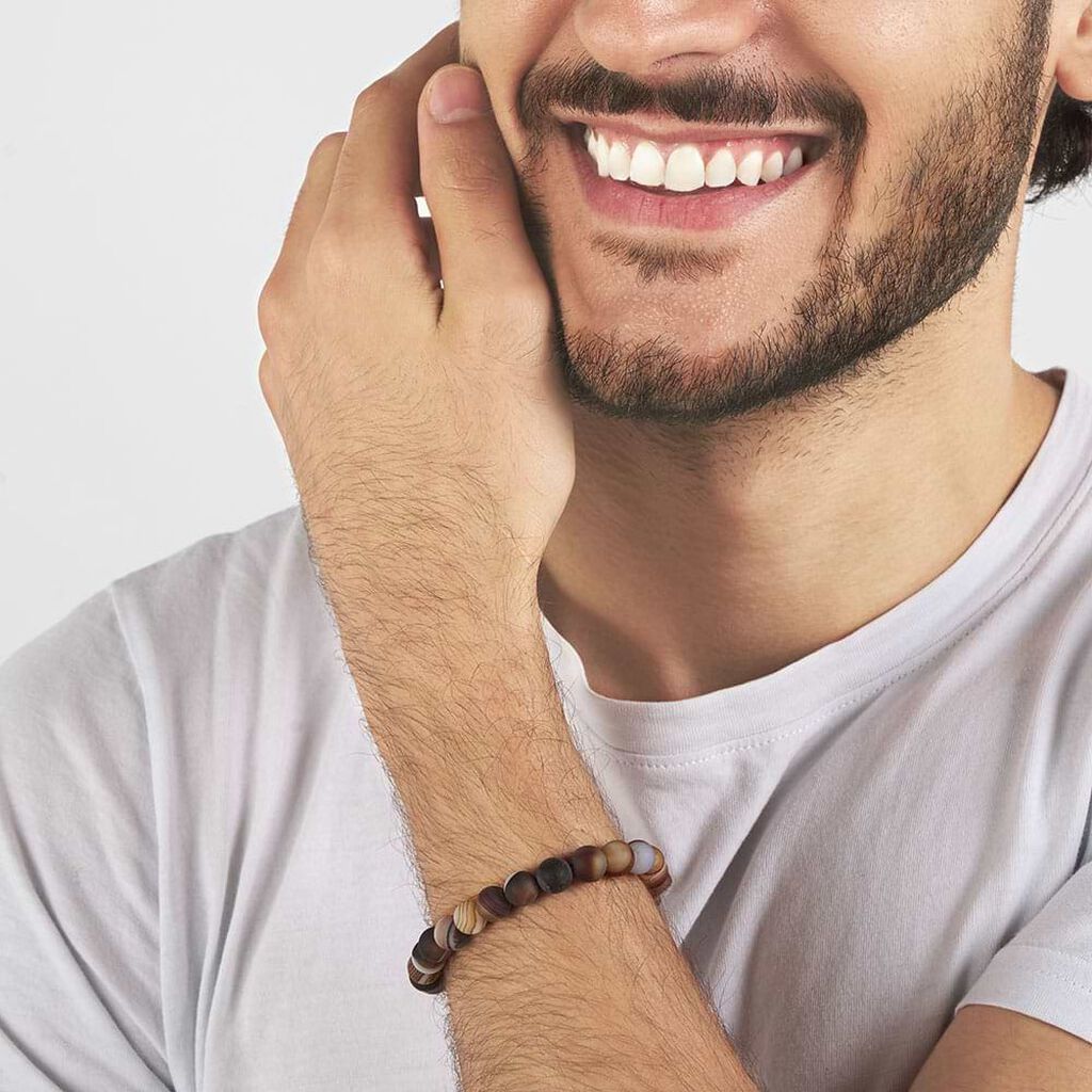 Bracciale elastico con pietre e acciaio multicolore