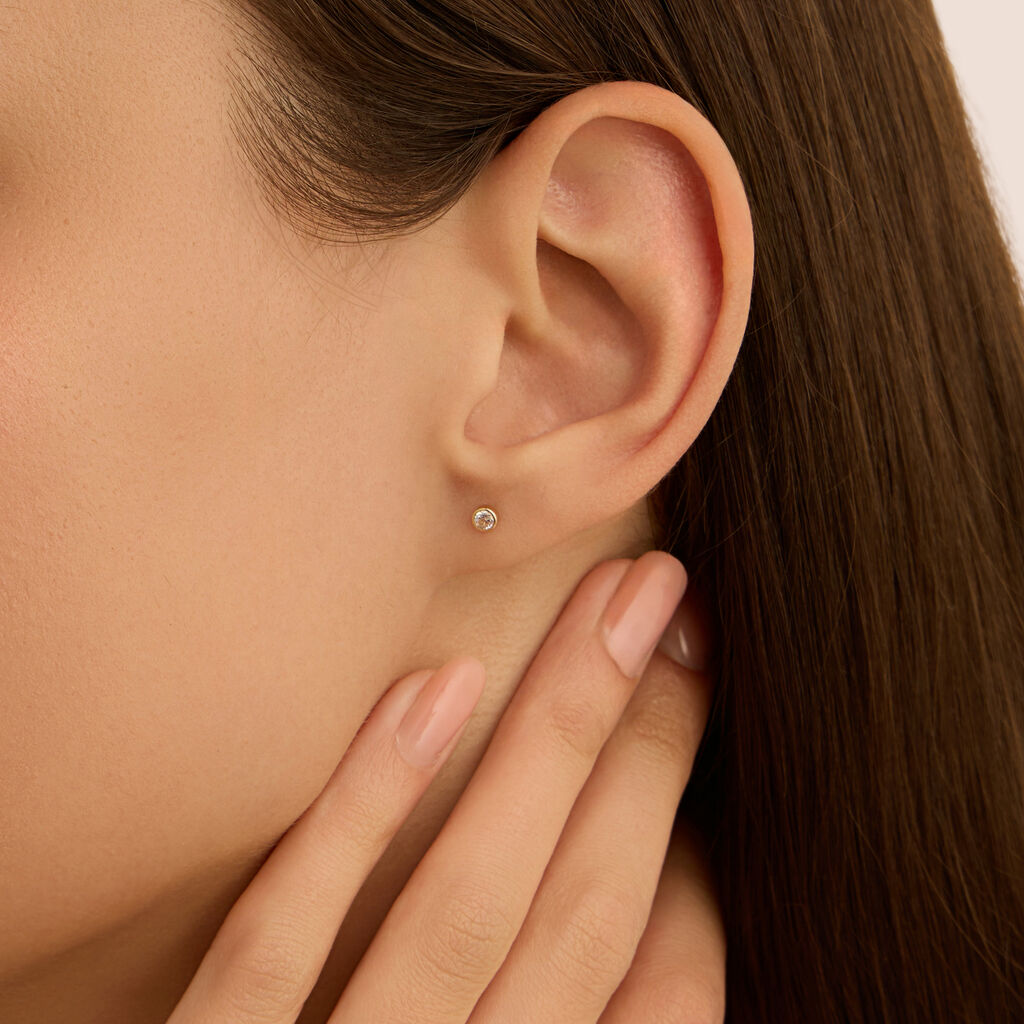 Orecchini Lobo Punto Luce Bon Ton Oro Giallo Cubic Zirconia