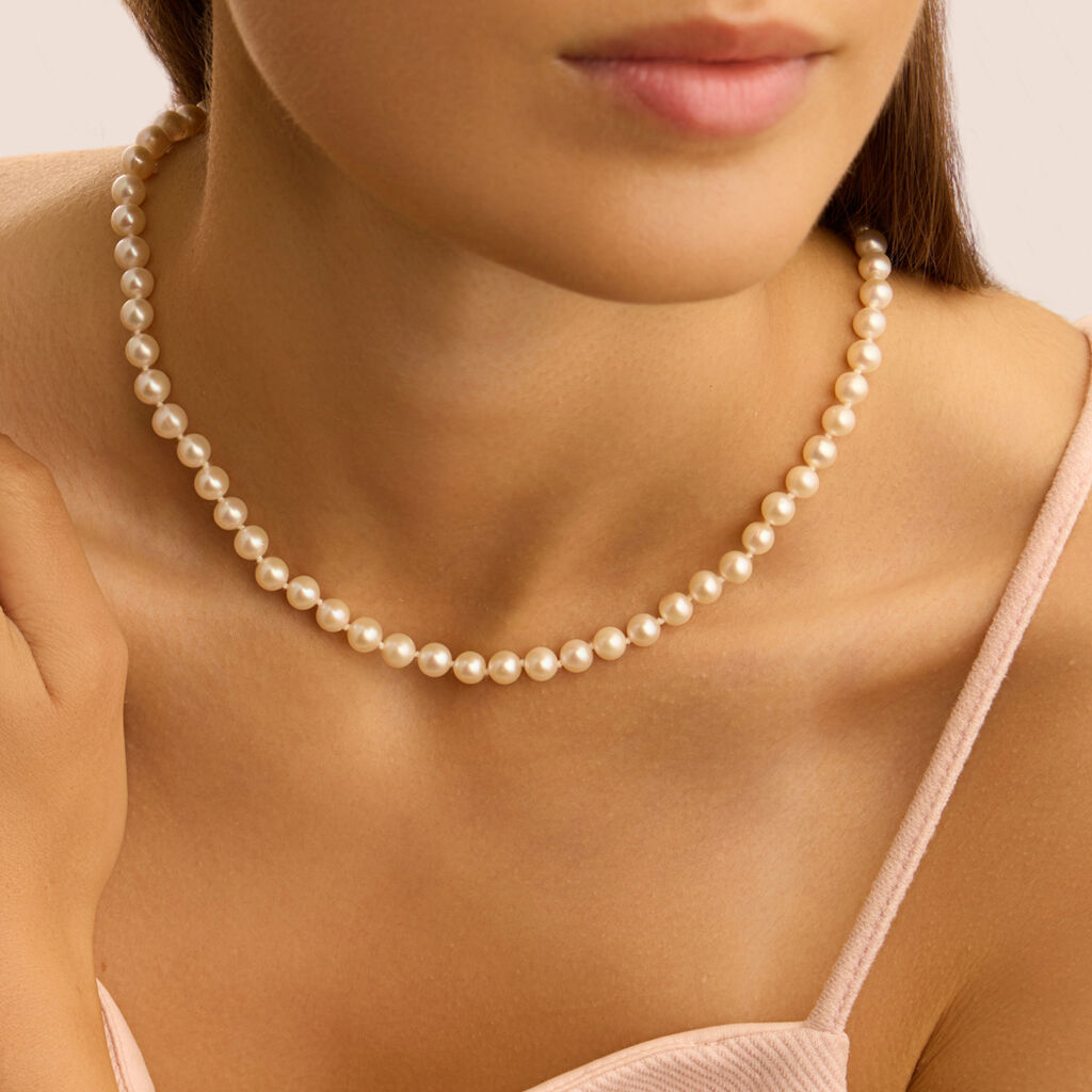 Collana Gold Pearls Oro Bianco Perla D'Acqua Dolce Diamante