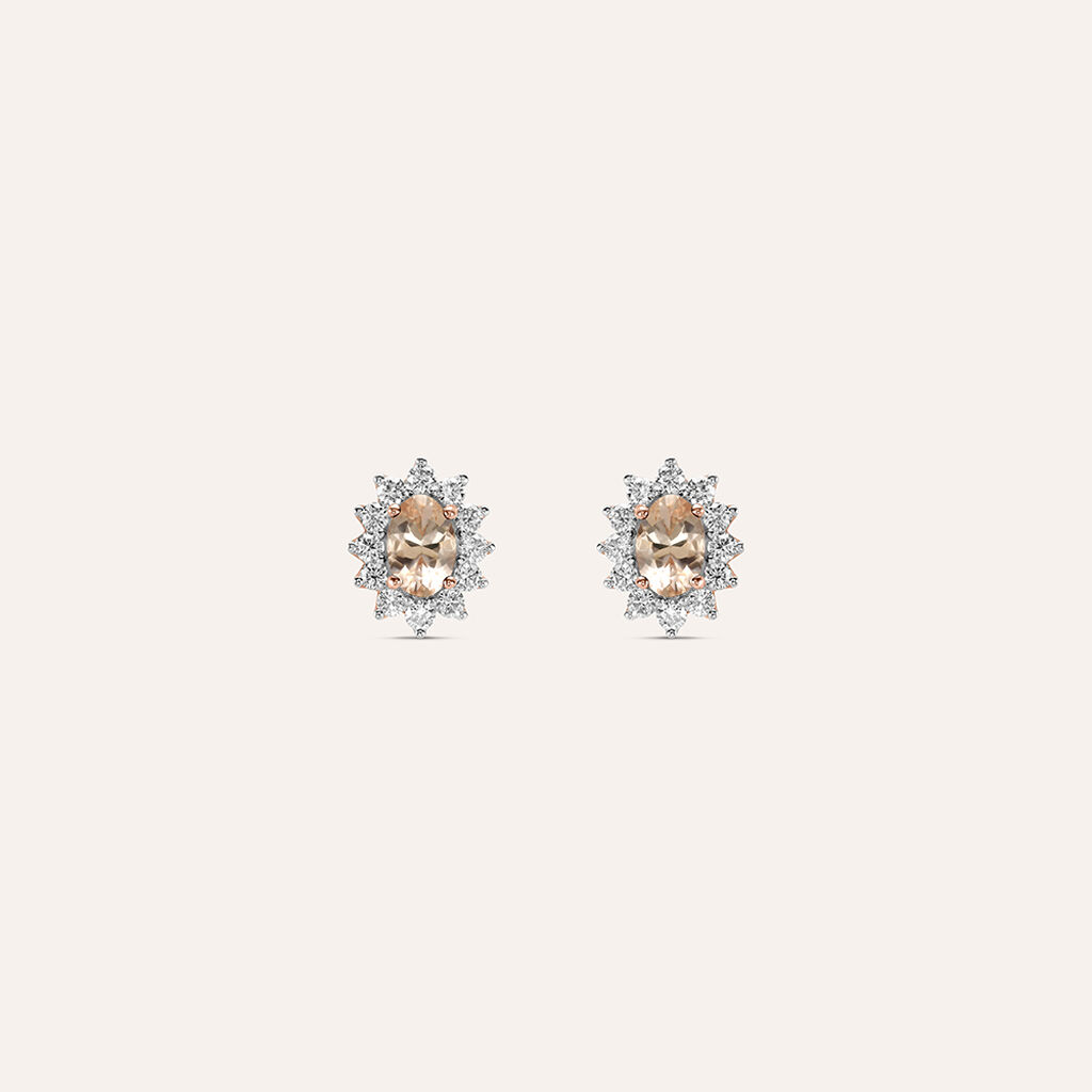 Orecchini Lobo Jasmine Oro Rosa Morganite Diamante - Orecchini a Lobo Donna | Stroili