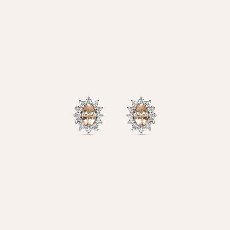Orecchini Lobo Jasmine Oro Rosa Morganite Diamante - Orecchini a Lobo Donna | Stroili