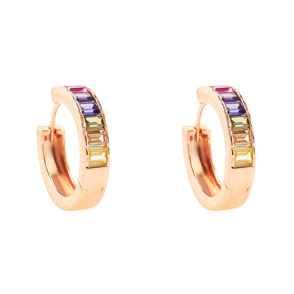 Orecchini A Cerchio Silver Rainbow Argento Rosa Cubic Zirconia - Orecchini a Cerchio Donna | Stroili