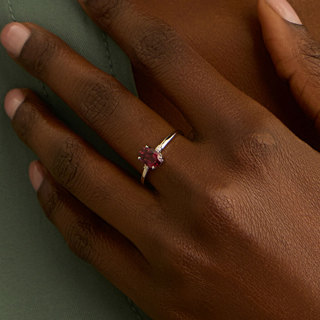 Anello Solitario Jasmine Oro Bianco Rodolite Diamante - Anelli con Pietre Donna | Stroili