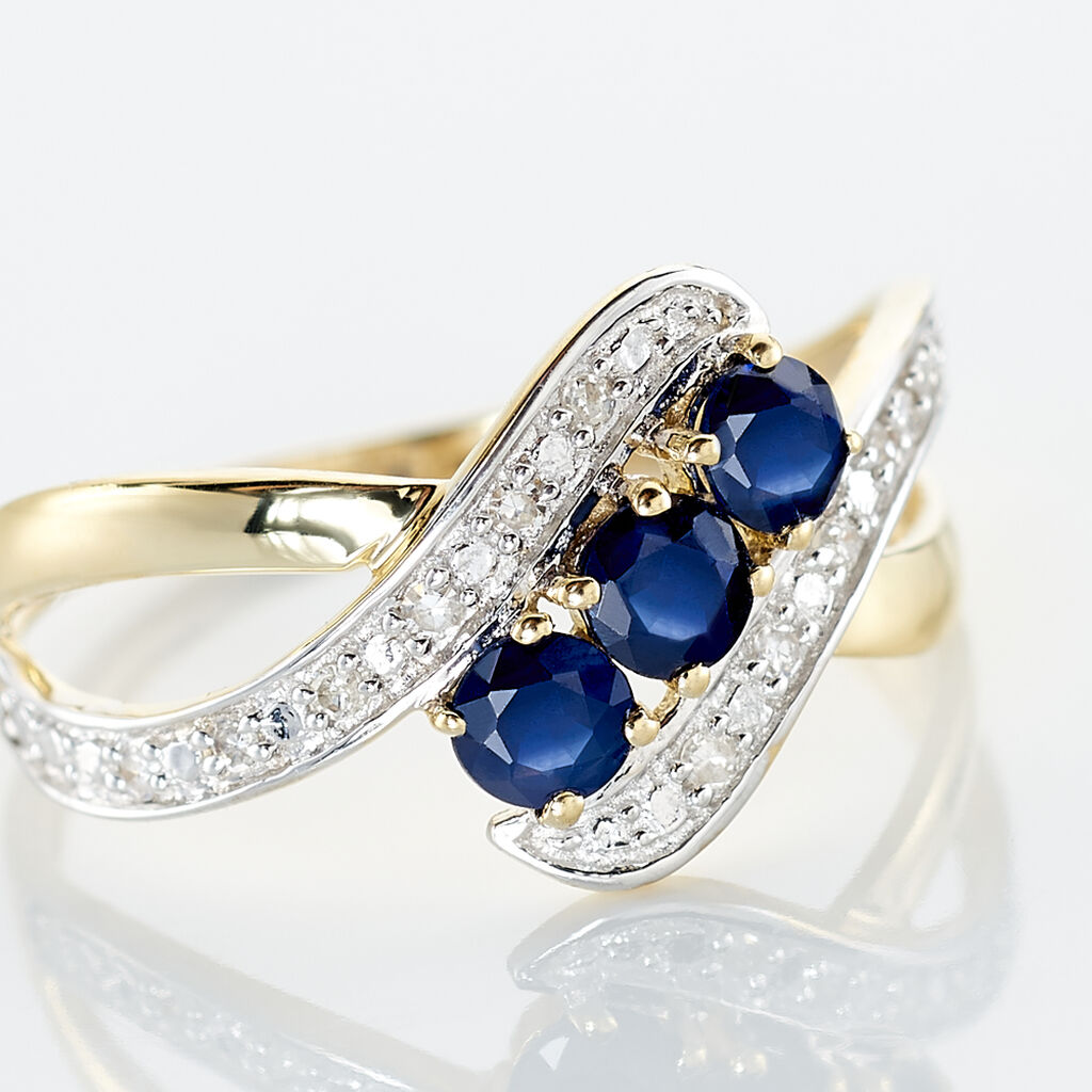 Anello Trilogy Charlotte Oro Giallo Zaffiro Diamante