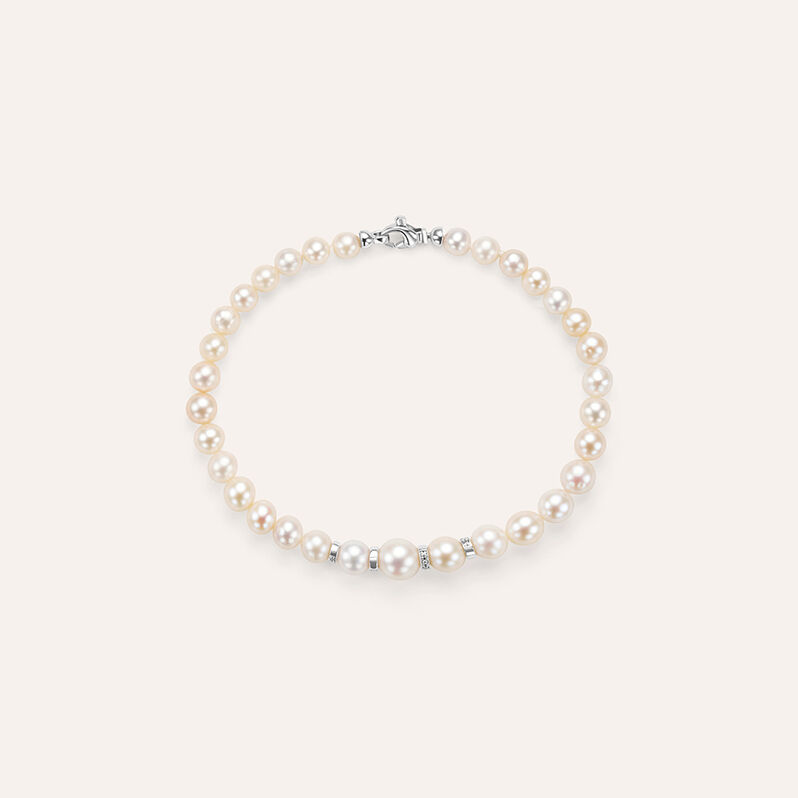 Bracciale Gold Pearls Oro Bianco Perla D'Acqua Dolce Diamante - Bracciali Donna | Stroili