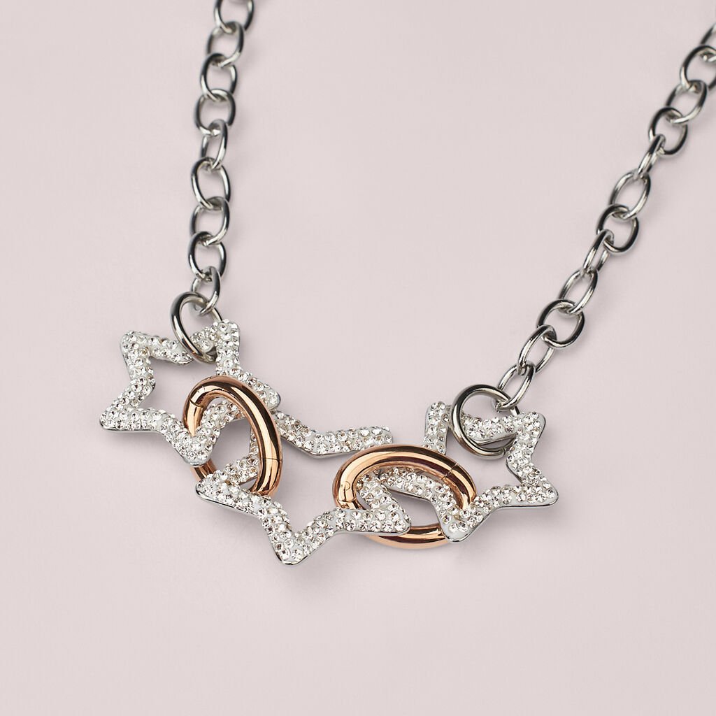 Collana Lady Phantasya Acciaio Bicolore Bianco / Rosa Cristallo - Collane Donna | Stroili