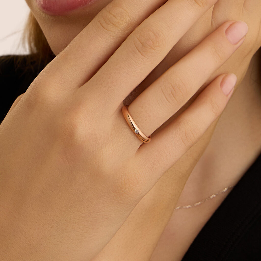Fede Classica Leggera 3.2 mm Oro Rosa Diamante
