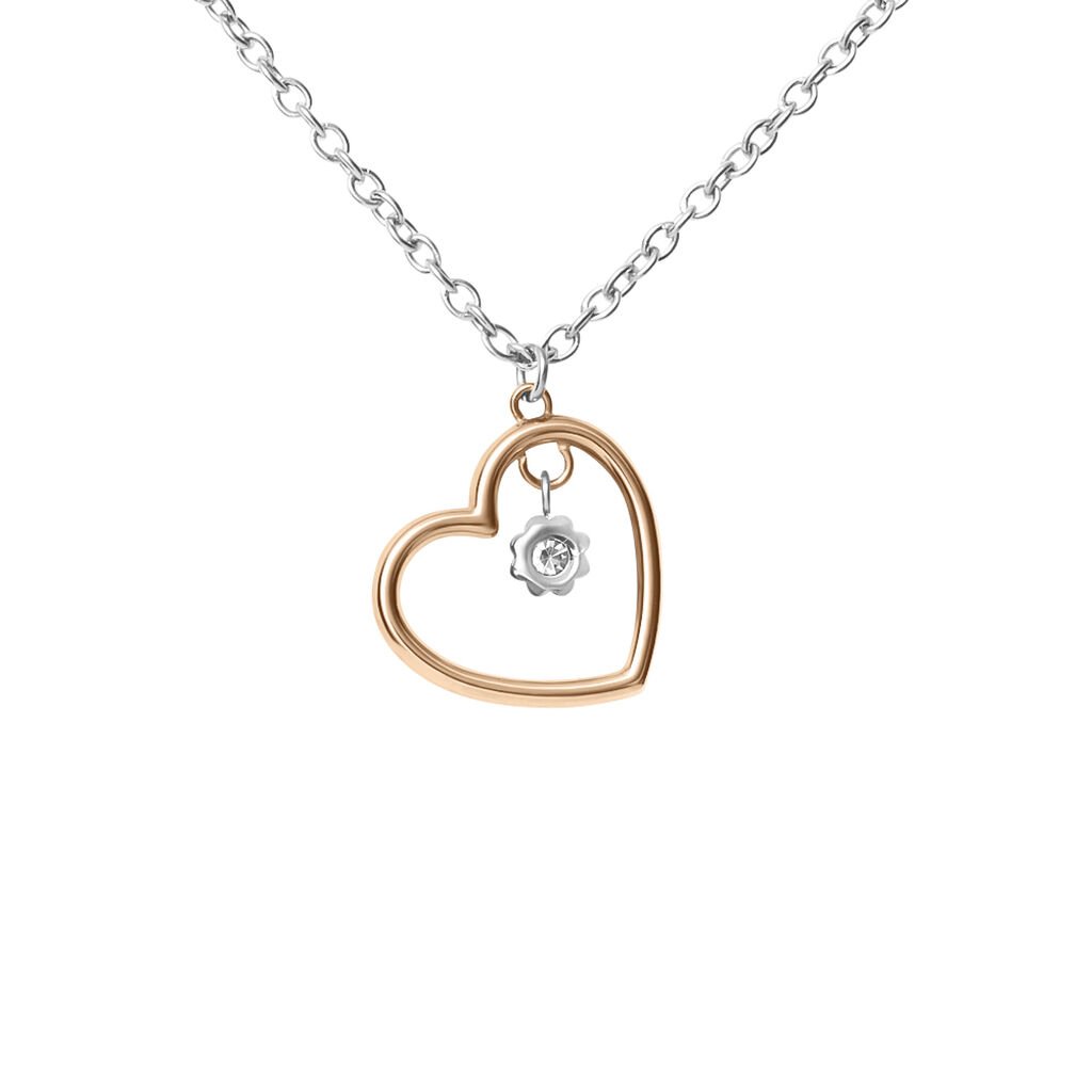 Collana Sunrise Acciaio Bicolore Bianco / Rosa Cristallo