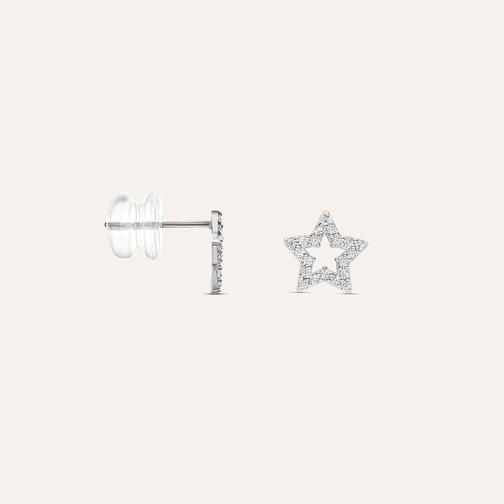 Orecchini Lobo Bon Ton Oro Bianco Cubic Zirconia - Orecchini a Lobo Donna | Stroili