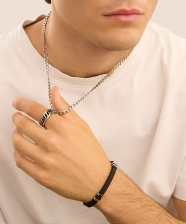 Bracciale Man Code Acciaio Bicolore Bianco / Nero