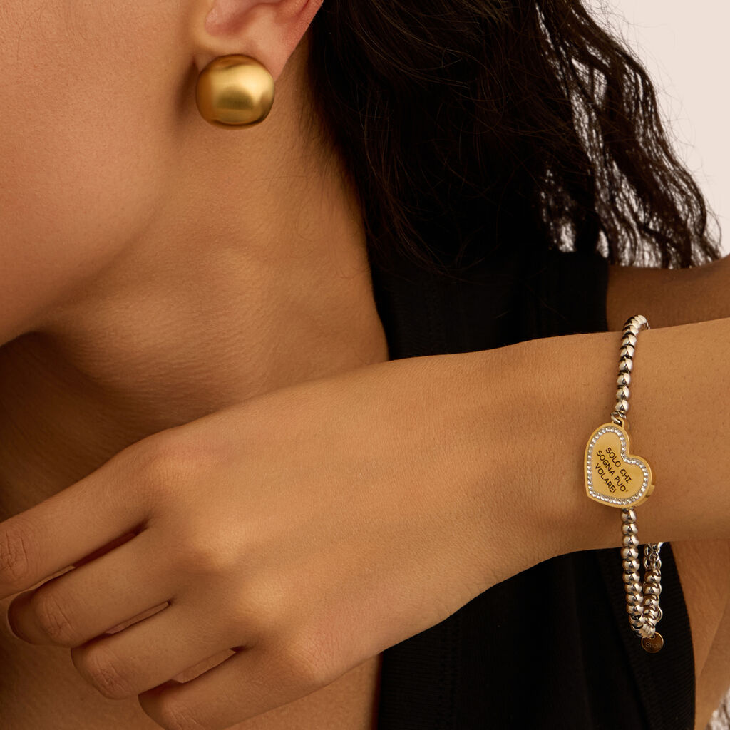 Orecchini Lobo Lady Code Acciaio Dorato - Orecchini a Lobo Donna | Stroili