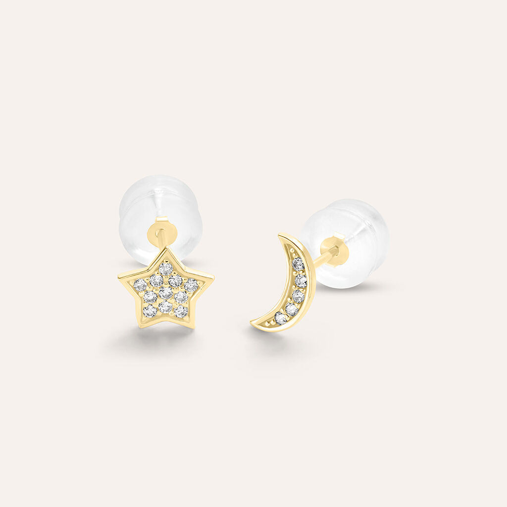 Orecchini Spaiati Bon Ton Oro Bianco Cubic Zirconia