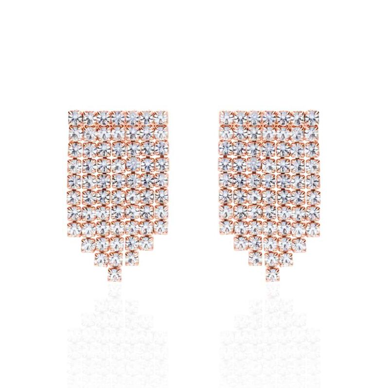 Orecchini pendenti multifilo in metallo rosato con strass - Orecchini Pendenti Donna | Stroili