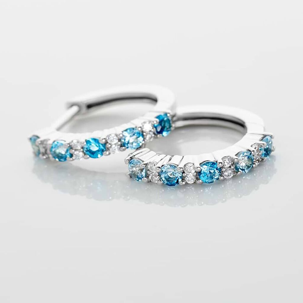 Orecchini A Cerchio Amélie Oro Bianco Topazio Cubic Zirconia - Orecchini a Cerchio Donna | Stroili