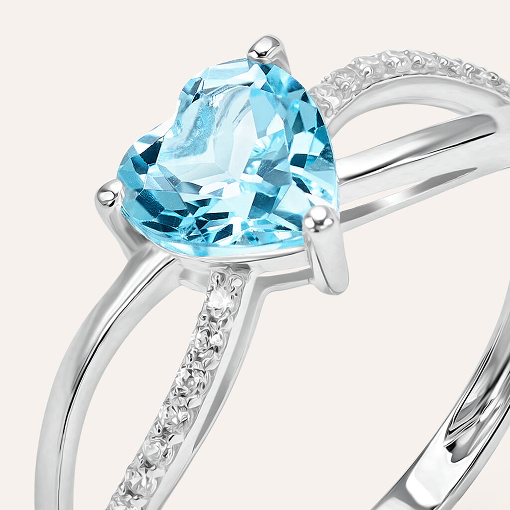 Anello Solitario Am&eacute;lie Oro Bianco Topazio Cubic Zirconia