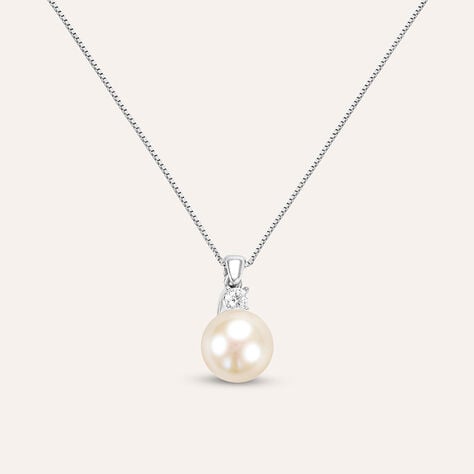 Collana Gabrielle Oro Bianco Perla D'Acqua Dolce Cubic Zirconia - Collane Donna | Stroili
