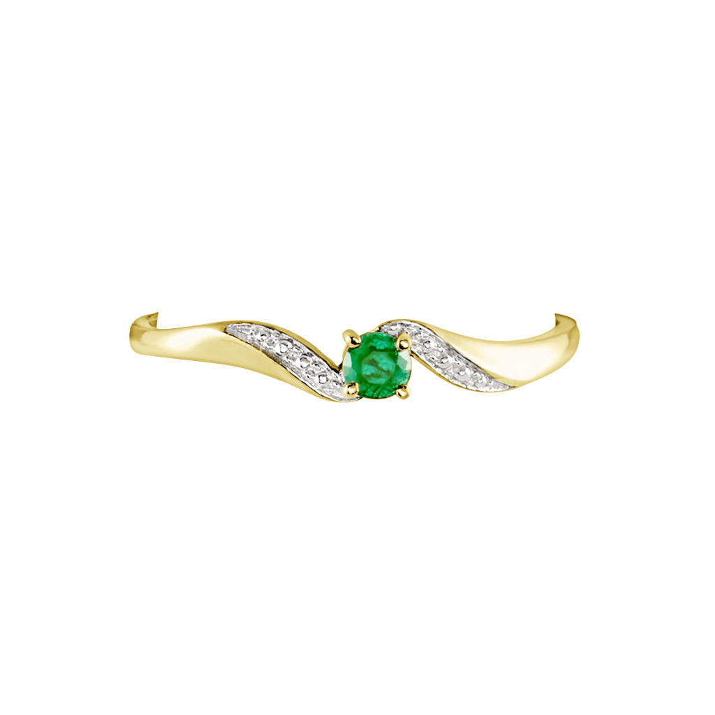 Anello Solitario Charlotte Oro Giallo Smeraldo
