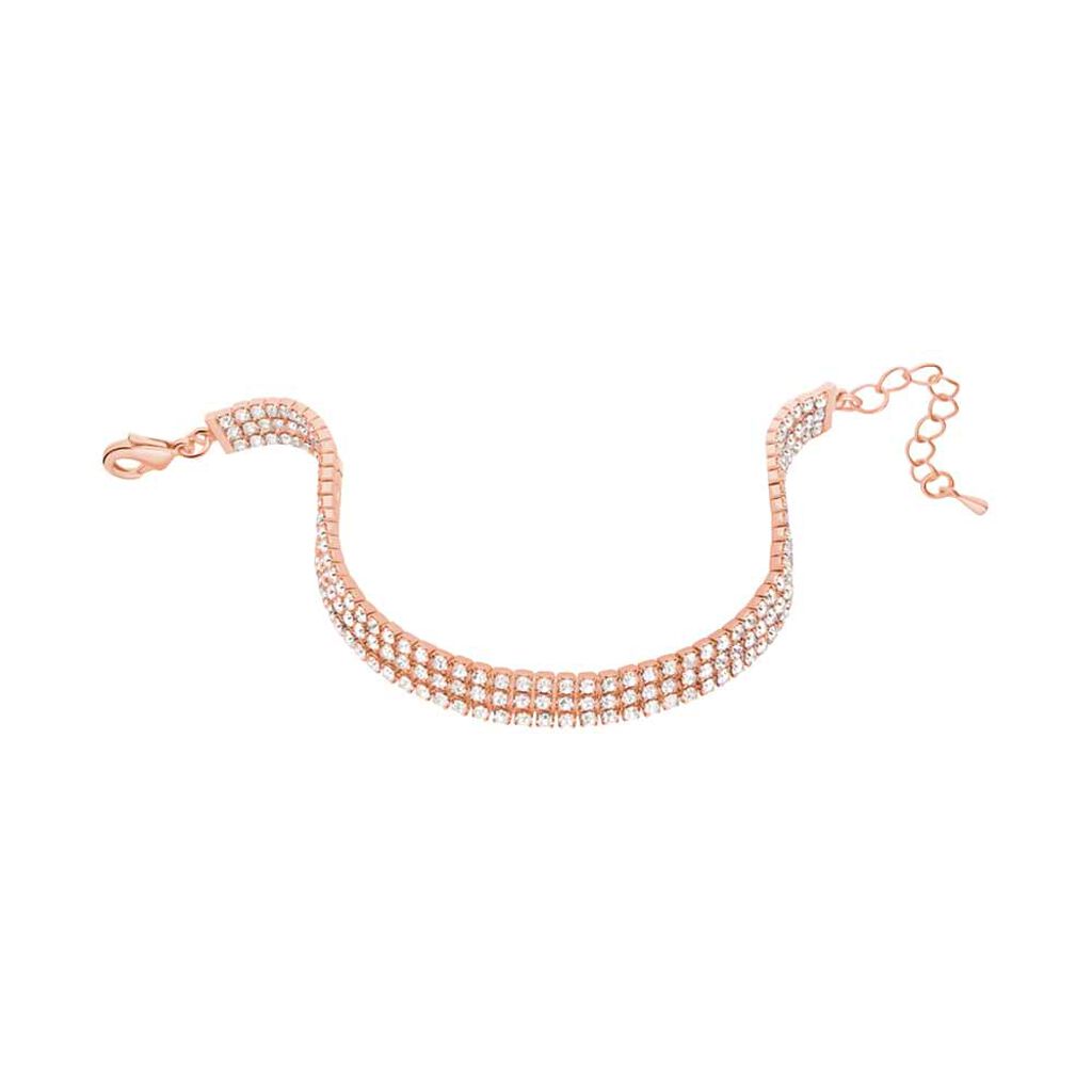 Bracciale Tennis Romantic Shine Metallo Rosa Cristallo - Bracciali Tennis Donna | Stroili