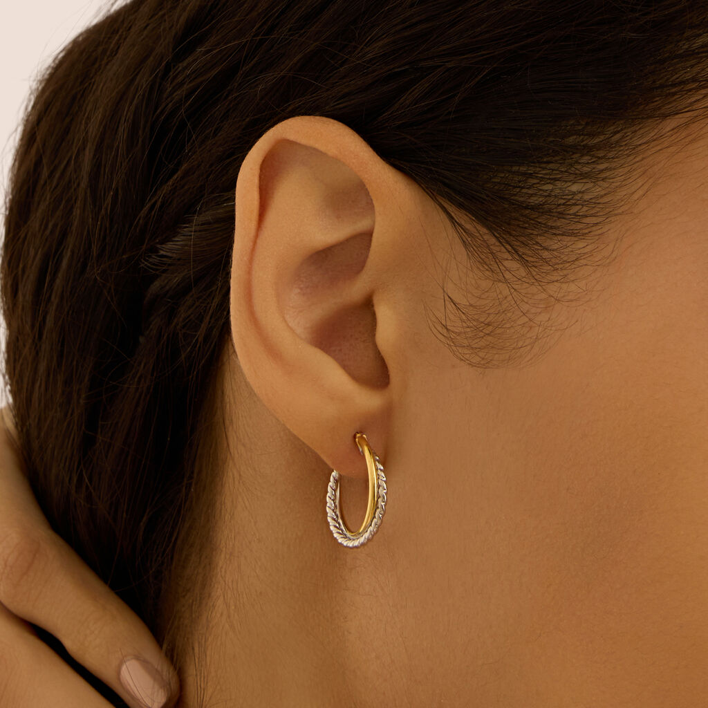 Orecchini A Cerchio Gold Essence Oro Bicolore