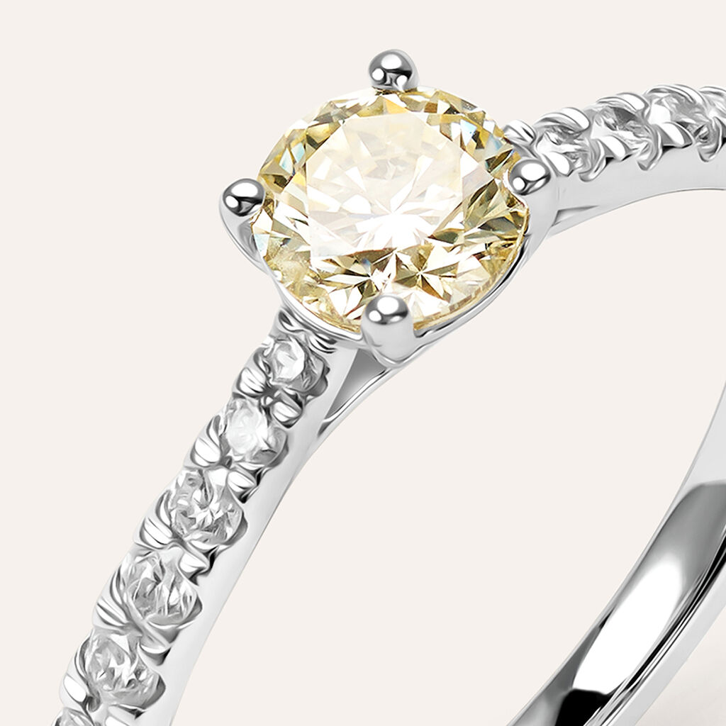 Anello Solitario Diamade Oro Bianco Diamante Lab-Grown