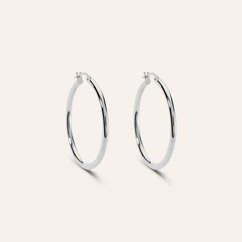 Orecchini A Cerchio Toujours Oro Bianco - Orecchini a Cerchio Donna | Stroili