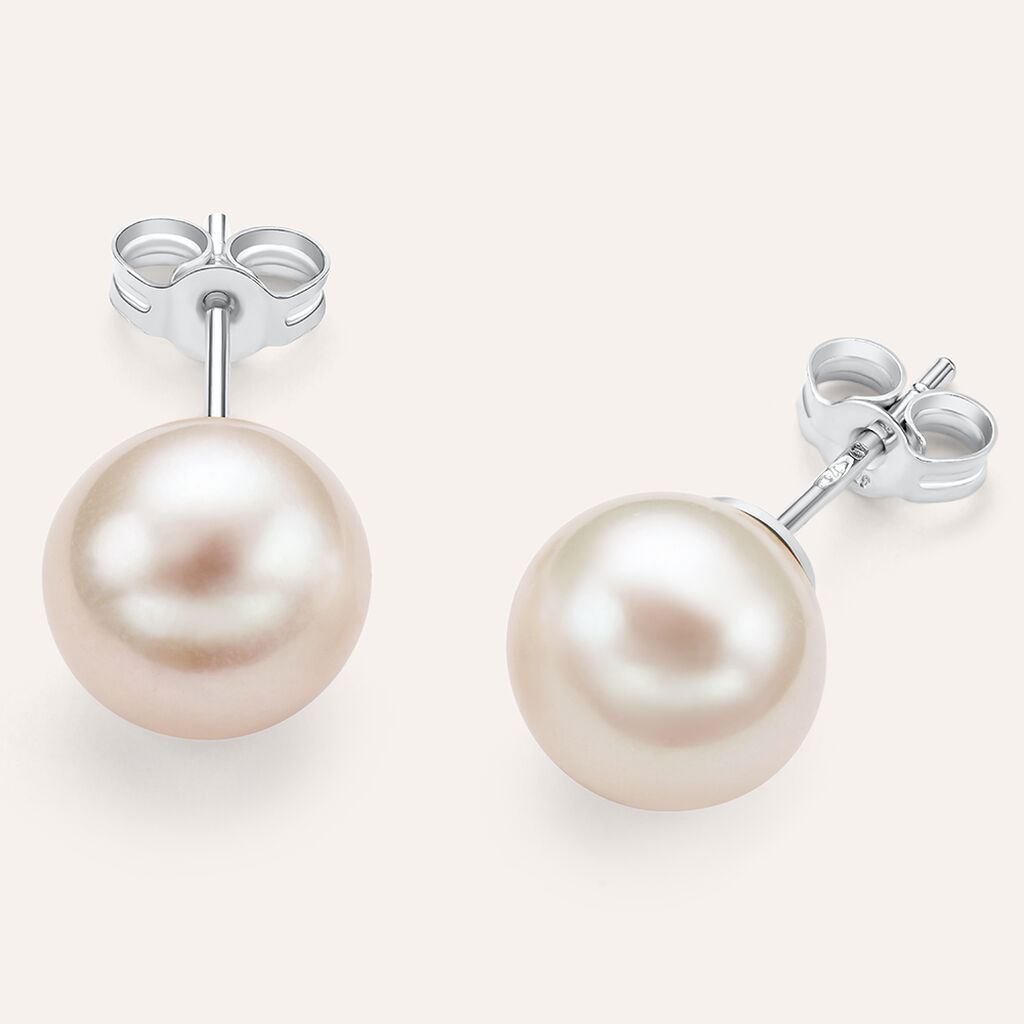 Orecchini Lobo Gabrielle Oro Bianco Perla D'Acqua Dolce - Orecchini a Lobo Donna | Stroili