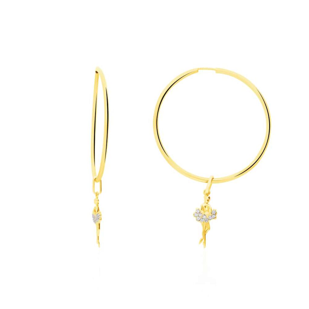 Ciondolo ballerina in oro giallo e zirconi