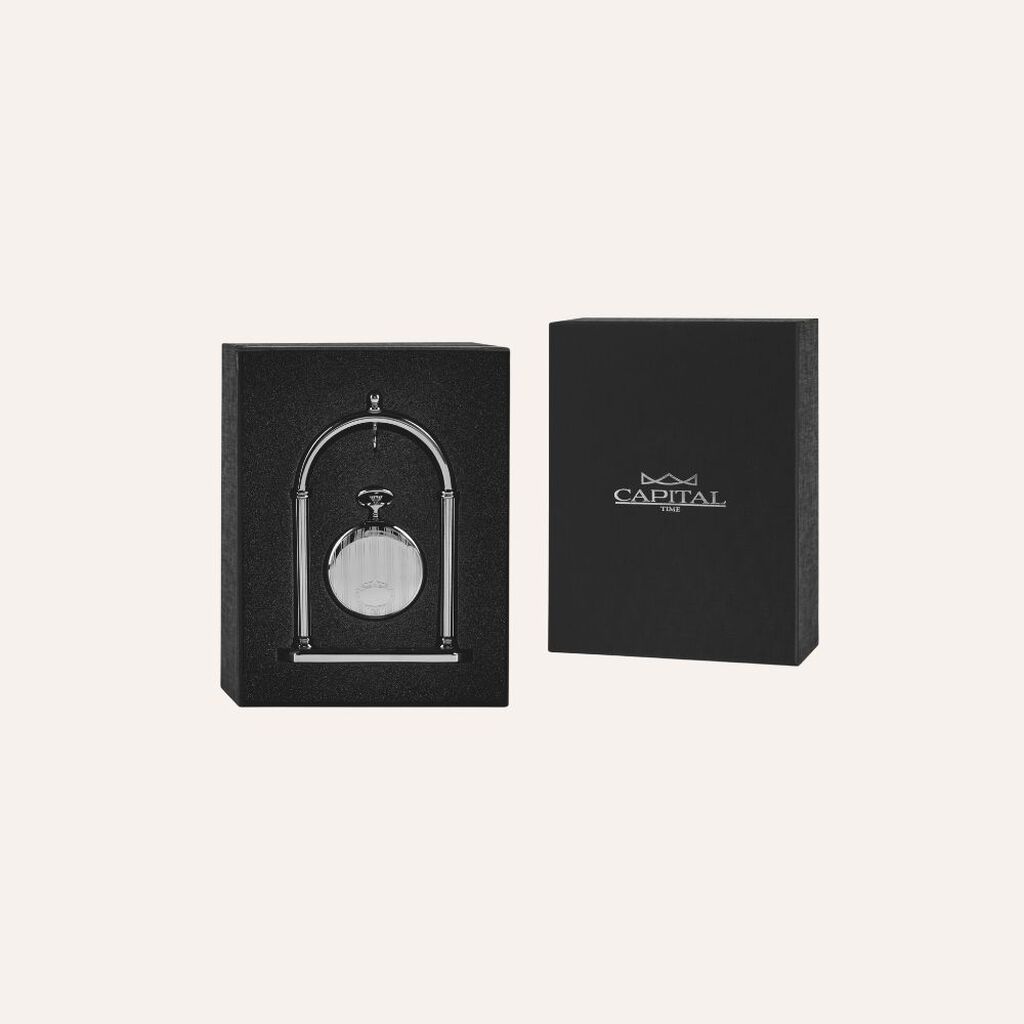 Set Orologio Meccanico da Tasca Capital in Metallo e Stand in Metallo