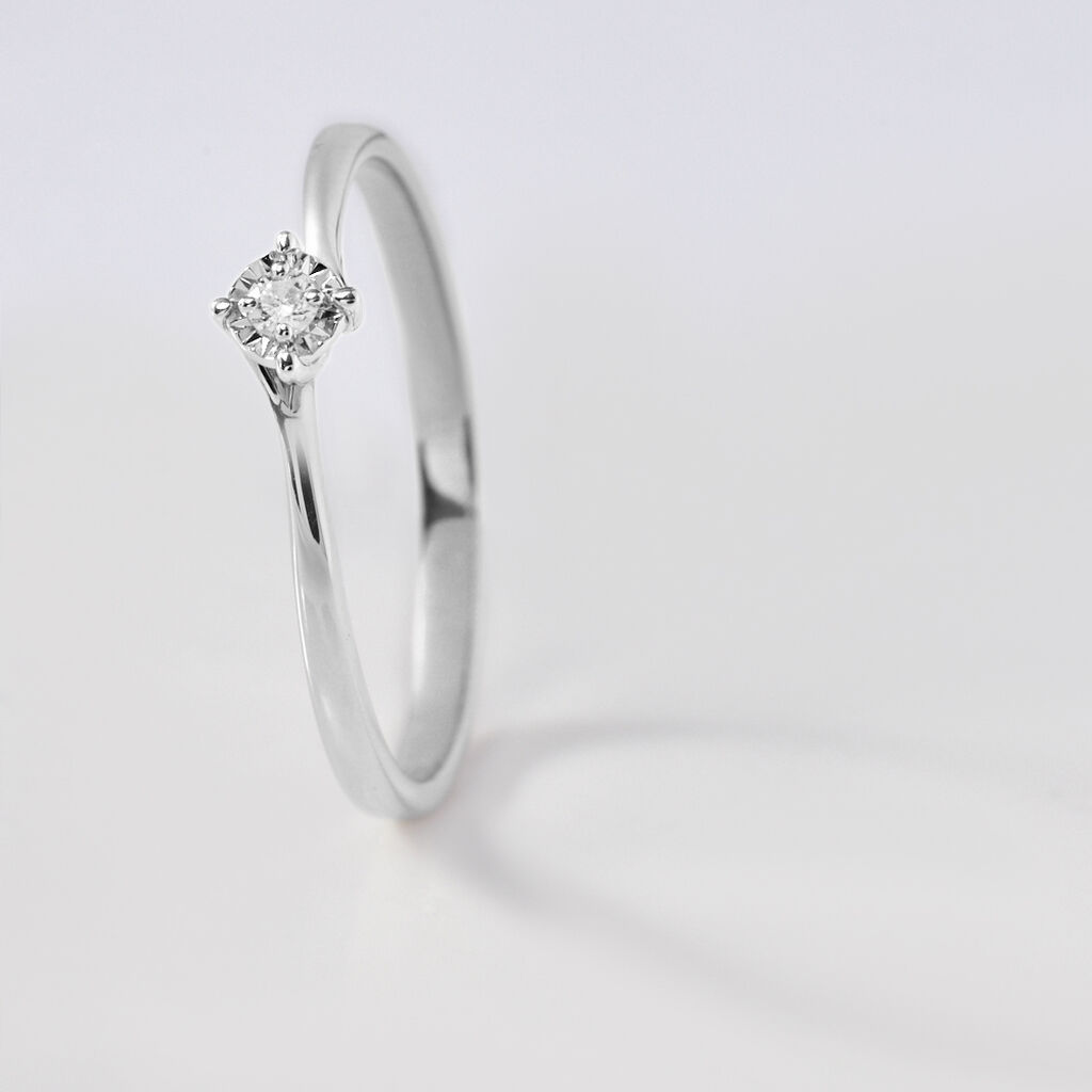 Anello Solitario Valentino Diamotion Oro Bianco Diamante - Anelli con Pietre Donna | Stroili