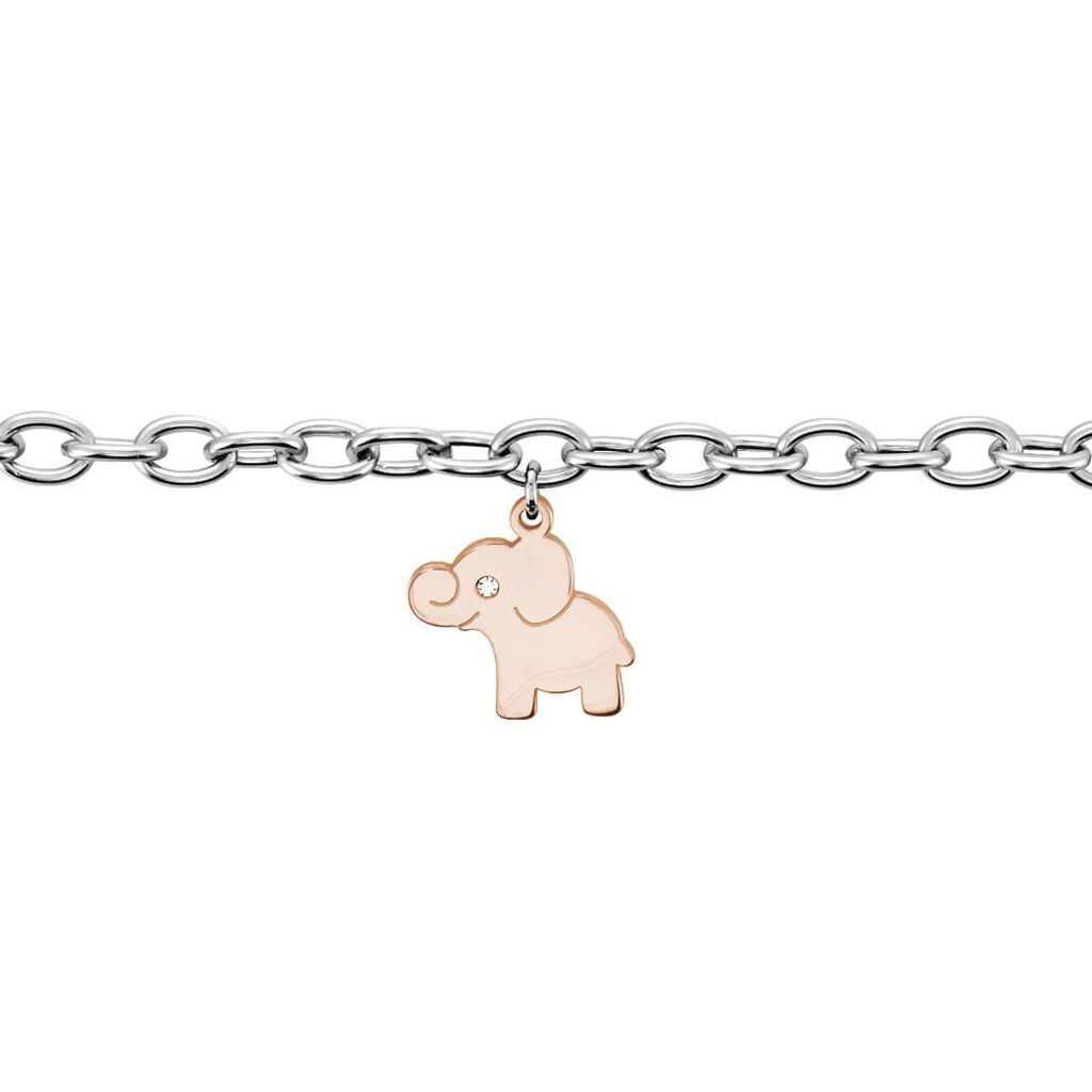 Bracciale in acciaio bicolore e strass con charm Elefante