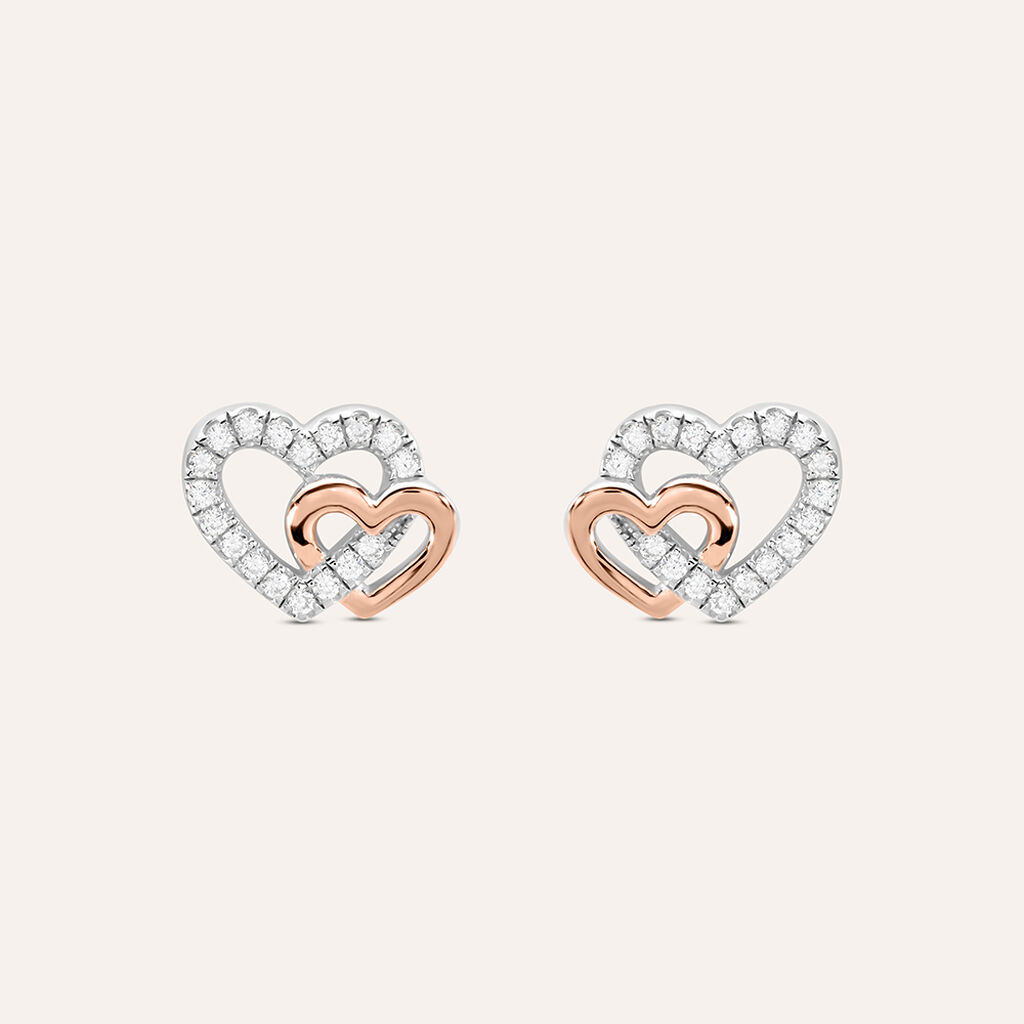 Orecchini Lobo Silver Moments Argento Bicolore Bianco / Rosa Cubic Zirconia - Orecchini a Lobo Donna | Stroili
