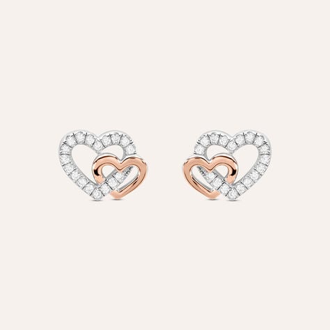 Orecchini Lobo Silver Moments Argento Bicolore Bianco / Rosa Cubic Zirconia - Orecchini a Lobo Donna | Stroili