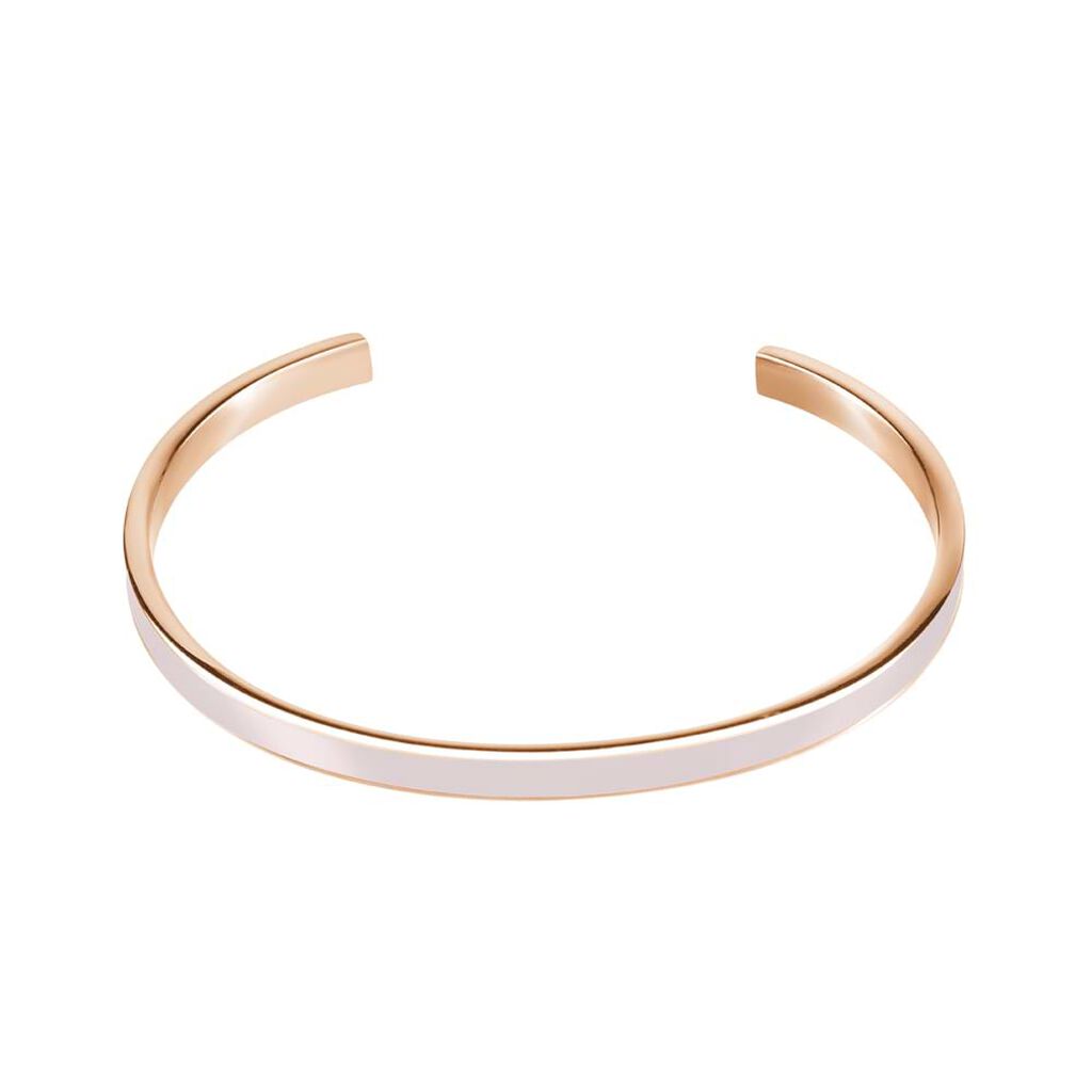 Bangle in acciaio con smalto rosa