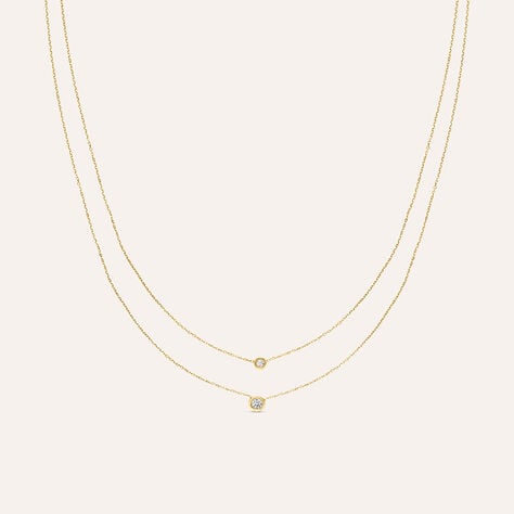 Collana Doppio Punto Luce Claire Oro Giallo Cubic Zirconia - Collane Punto Luce Donna | Stroili