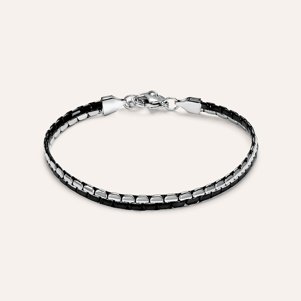 Bracciale Catena Man Code Acciaio Bicolore Bianco / Nero