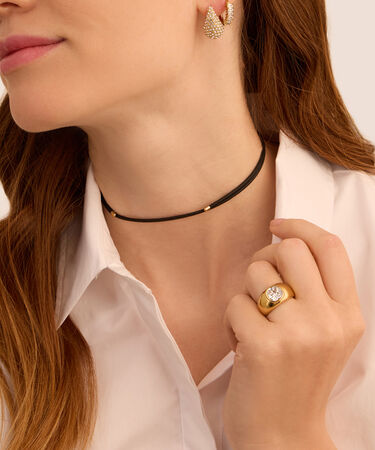 Choker Magnetico Cordino Nero e Acciaio Dorato
