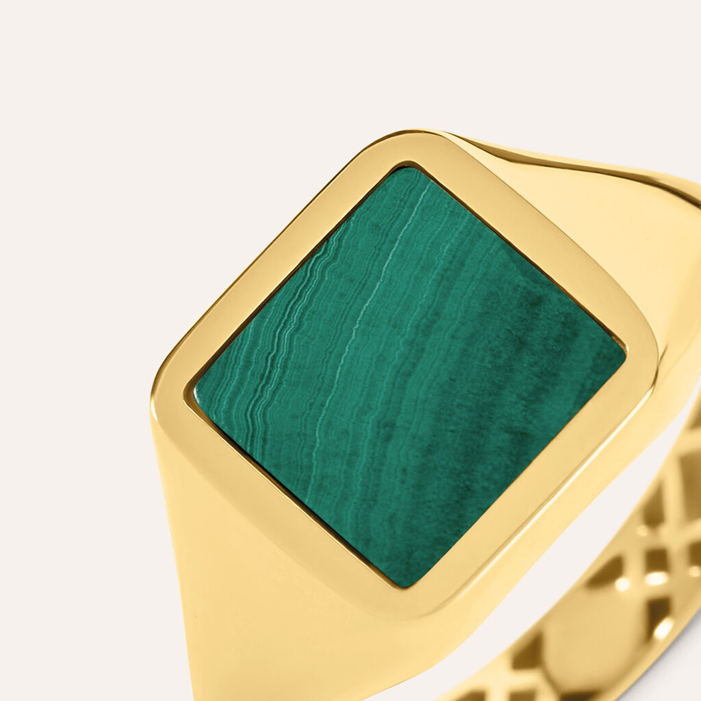 Anello Chevalier L'homme Or Oro Giallo Malachite