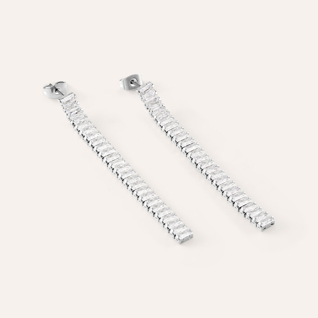 Orecchini Pendenti Tennis Romantic Shine Metallo Cristallo