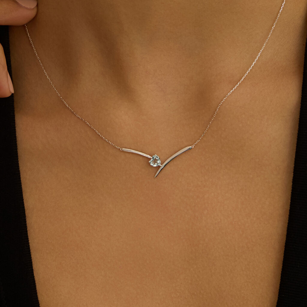 Collana Amélie Oro Bianco Topazio