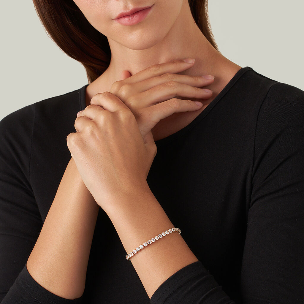 Bracciale Tennis Romantic Shine Metallo Dorato Cristallo - Bracciali Tennis Donna | Stroili