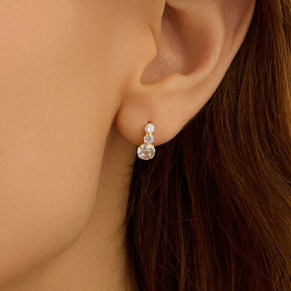 Orecchini Lobo Trilogy Bon Ton Oro Giallo Cubic Zirconia