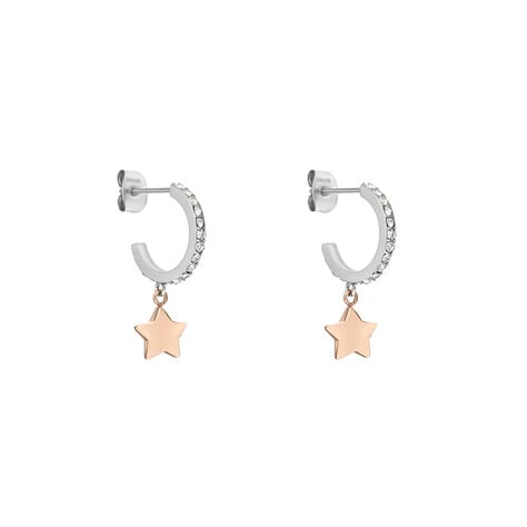 Orecchini A Cerchio Sunrise Acciaio Bicolore Bianco / Rosa Cristallo - Orecchini a Cerchio Donna | Stroili