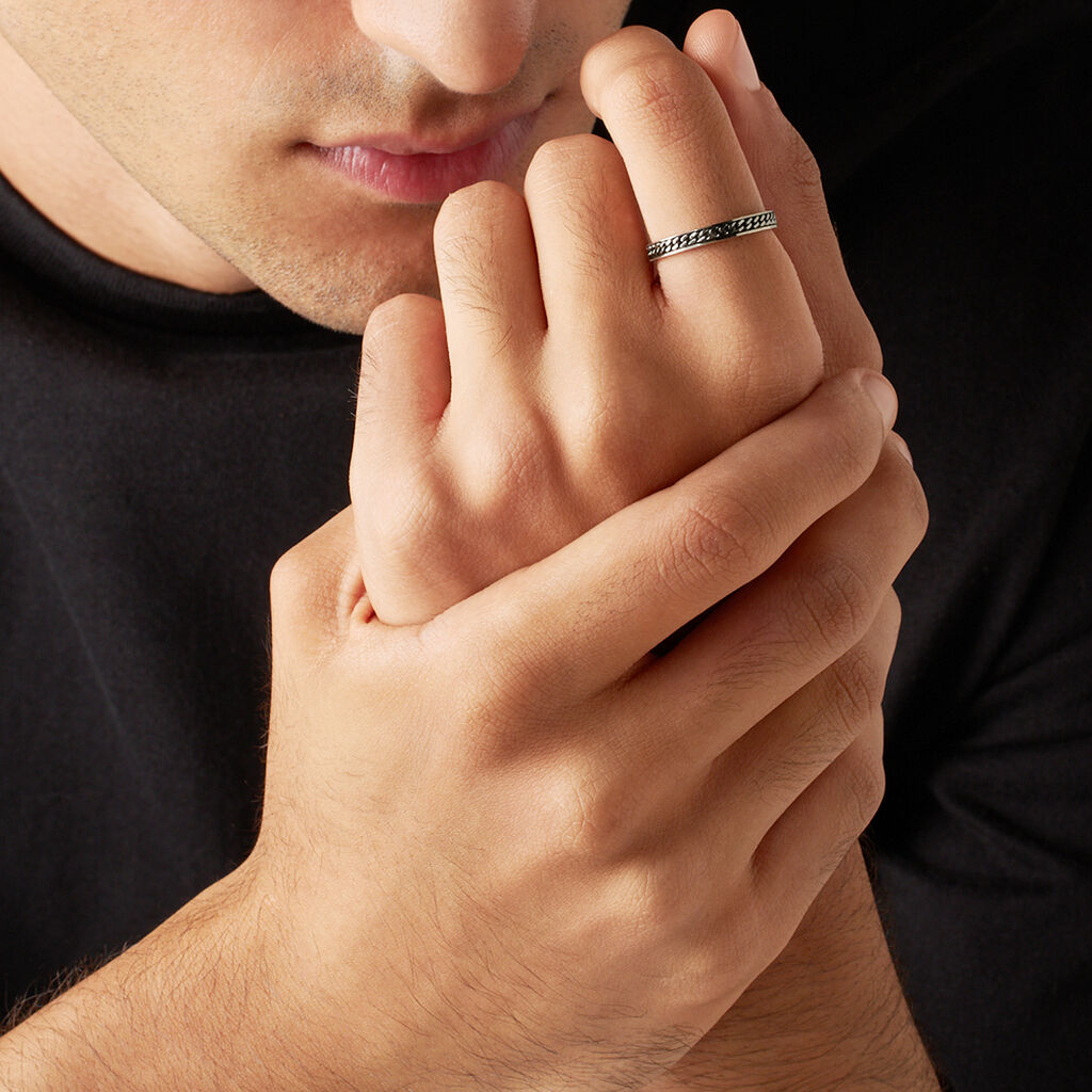 Anello Fedina Gentleman Argento Bicolore Bianco / Nero