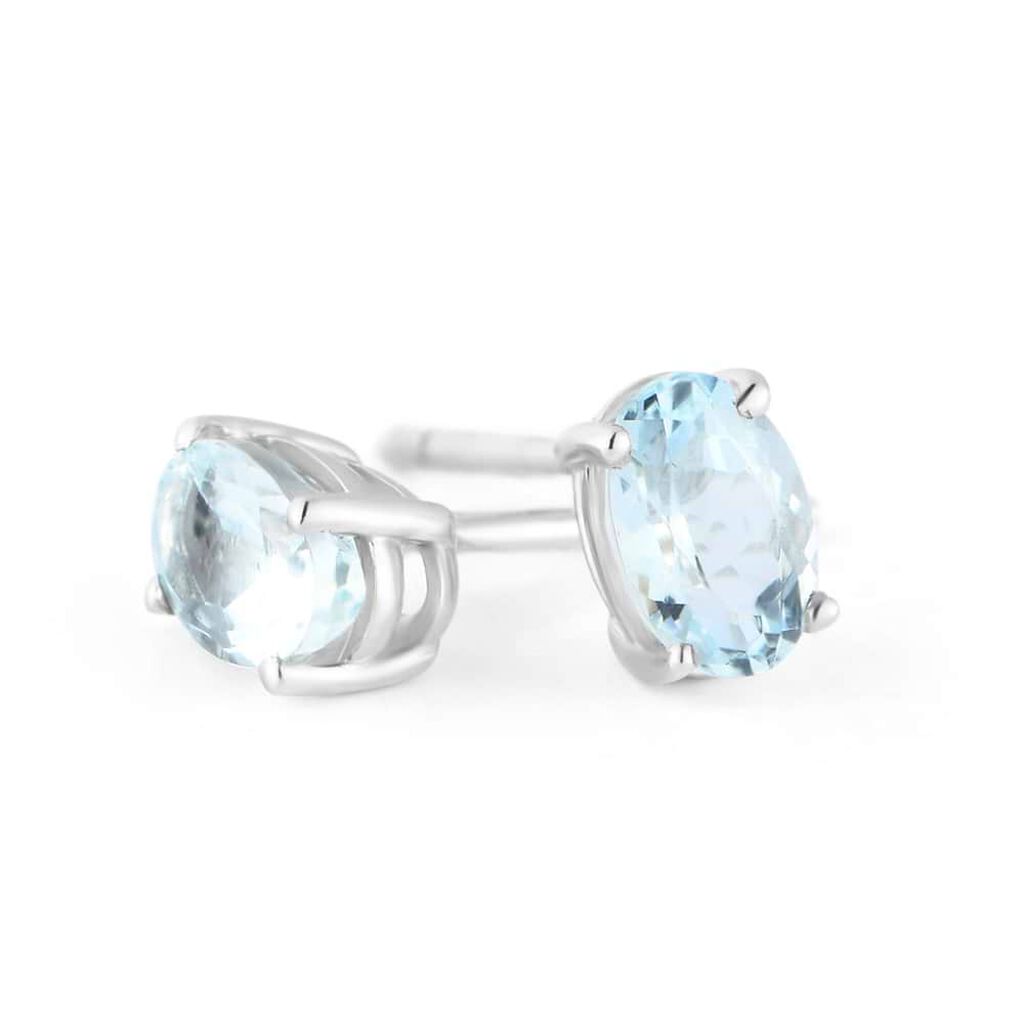 Orecchini Lobo Punto Luce Acquamarina Oro Bianco Acquamarina - Orecchini a Lobo Donna | Stroili