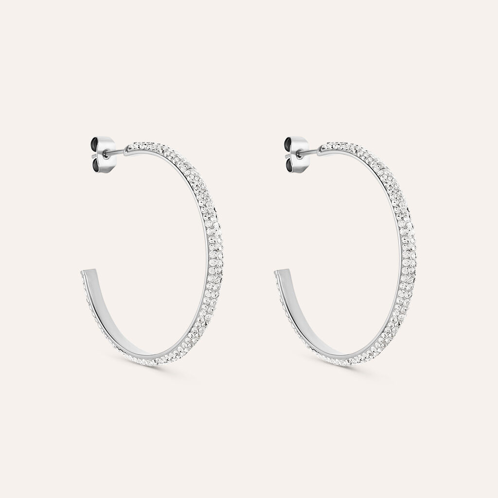 Orecchini A Cerchio Aura Acciaio Cristallo