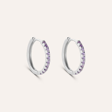 Orecchini A Cerchio Silver Rainbow Argento Rodiato Cubic Zirconia