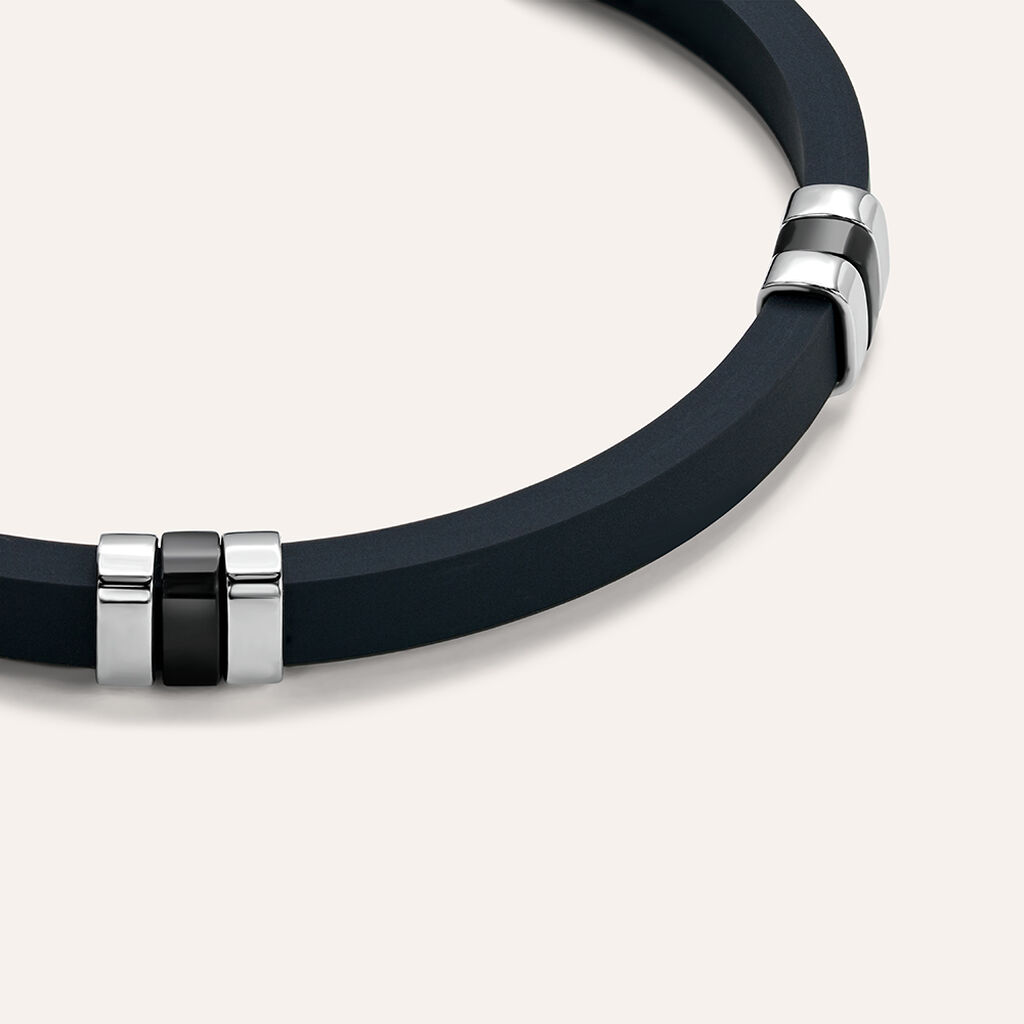 Bracciale Man Code Acciaio Bicolore Bianco / Nero - Bracciali Uomo | Stroili