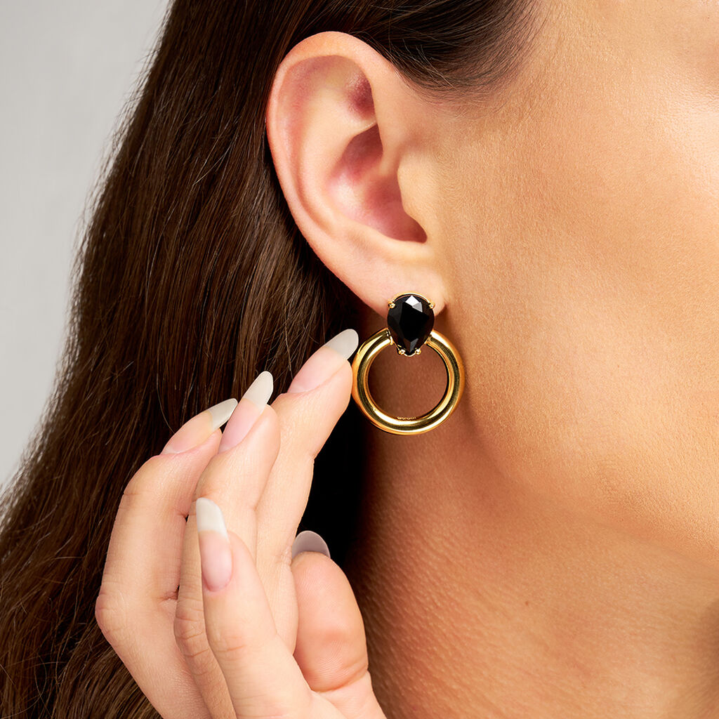 Orecchini Pendenti Radiance Acciaio Dorato Cristallo